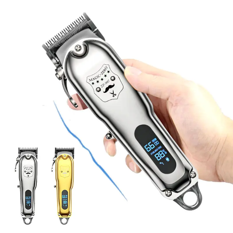 Professional smart LCD hair salon barber cordless transparent electric hair clipper for man