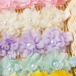 Neue Baby-Stirnbänder im europäischen und amerikanischen Stil, süßes Chiffon-Blumen-Kinder haar zubehör, leicht für alle Jahreszeiten - Product Image 3