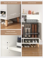 Meuble à chaussures moderne minimaliste en bois massif, unité de rangement d'entrée intérieure, design tout-en-un sur pied, 4 étagères