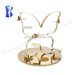 Support de présentation en forme de papillon OKEY, support de <span class=keywords><strong>buffet</strong></span> moderne en or, élévateur de dessert, support à thé de l'après-midi pour <span class=keywords><strong>buffet</strong></span> - Product Image 3