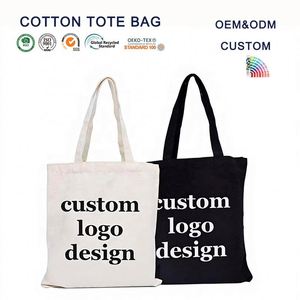 Sac fourre-tout en toile de coton naturel écologique réutilisable avec logo personnalisé, vierge et personnalisable - Product Image 1