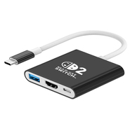 TUTI 3 in 1 USB Hub ABS HDTV 4k60hz USB 3.0 PD 100w Pengisian Daya 3 in 1 Docking Station Tipe C untuk N-Switch 1/2
