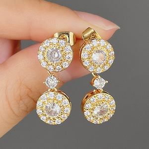 Eleganti orecchini pendenti rotondi da donna, accessori per l'orecchio semplici e alla moda per l'uso quotidiano - Product Image 3