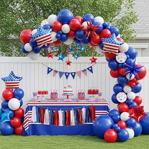 Kit Arco di Palloncini per il 4 <span class=keywords><strong>Luglio</strong></span>, Giorno dell'Indipendenza, Rosso Bianco e Blu, con Stampa di Stelle e Palloncini Mylar a Forma di Bandiera e Stella - Product Image 1
