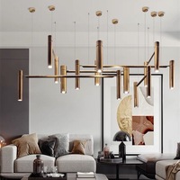 Nouveaux produits : Lustres LED en métal au design de luxe léger, à décorations variées, combinables librement, pour la maison et le bureau, taille moyenne