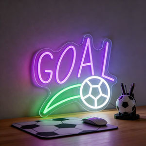 Enseigne néon USB à intensité variable GOAL, idéale pour les soirées, les espaces décontractés et comme cadeau parfait pour les fans de sport - Product Image 1