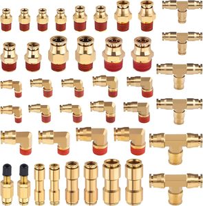 Raccords de conduite d'air de frein à air ALITAIR en laiton DOT 1/4\" 3/8\" 1/2\" Connexion rapide et filetage NPT <span class=keywords><strong>Kit</strong></span> de réparation de raccords de tuyau d'air pour camion - Product Image 1