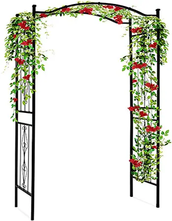 เหล็ก Garden Arch Arbor Trellis สำหรับ Outdoor, Yard, Garden,ปีนเขาพืช W/ตกแต่งลวดตาข่าย-สีดำ