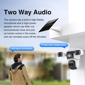 4G Солнечная камера 3 объектива 9MP 6K HD Водонепроницаемая Ip66 Sim-камера GSM Lte 4G Солнечная цветная ночное видение двустороннее аудио 8 Вт Солнечная BG621SR - Product Image 5