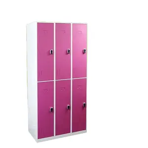 six doors pink color girls dressing room clothes cabinet for gym/store/club locker