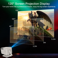 Projecteur intelligent portable Android 14, projecteur LCD 1080P pour cinéma maison, mini-projecteur avec haut-parleurs intégrés, WiFi, prise en charge 4K, 400 lumens, 40-120 pouces