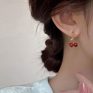 New Temperament Red Cherry Drop Earrings Suitable for Women Personality <b>Sweet</b> Girls Cute Party Earrings Charm Jewelry Gifts - Product Image 5