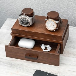 Vitrina de exhibición de reloj para <span class=keywords><strong>hombre</strong></span>, <span class=keywords><strong>organizador</strong></span> de mesita de noche, caja de reloj de nogal, soporte de exhibición - Product Image 3