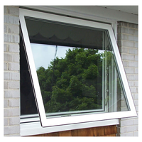 Ventana de baño estándar de estilo abierto oscilante Ventana de toldo de vidrio tintado Pantalla de acero inoxidable Aleación de aluminio Hoteles Oficinas