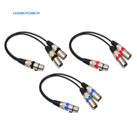 Câble d'extension 2 en 1 3Pin XLR femelle vers mâle Y Splitter pour amplificateur haut-parleur casque mixeur 0.3m