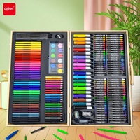 Coffret en bois de 180 pièces pour enfants : Crayons, marqueurs, crayons de couleur, pastels à l'huile, feutres aquarelles – Kit d'art pour écrire, peindre et dessiner