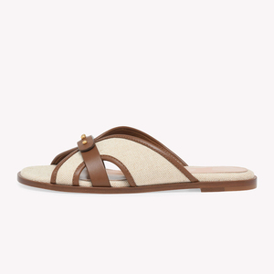Sandales plates personnalisées en toile pour femmes, bout rond, décontractées, plage, été, extérieur, simples, <span class=keywords><strong>2026</strong></span> - Product Image 1