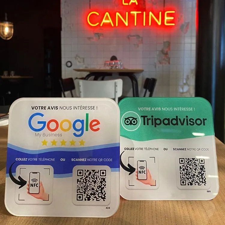 Acrylic Google Review NFC Card NFC Plates for table