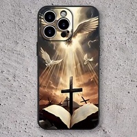 Coques de téléphone portable antichoc en silicone mat ultra-minces 17/16 avec motif animal et croix biblique, style subculture