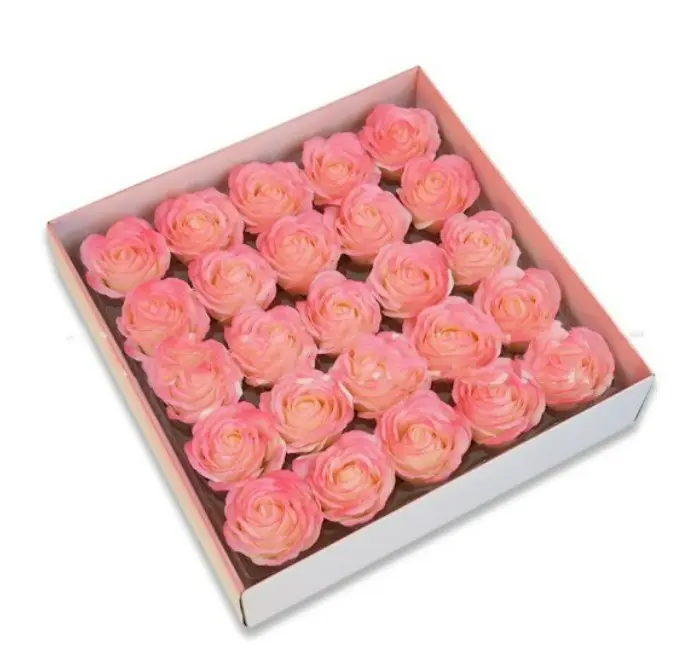 Lifelike Artificial (25pcs) 5 Layer Spray Pink Rose Soap Flower Base Fragrant Scent Bouquet Stunning Home Decor Party Supply