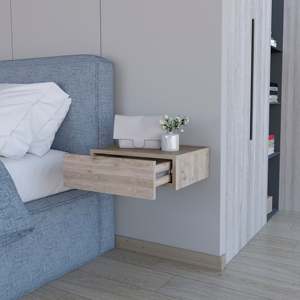 Light Gray Wall Mounted <b>Floating</b> <b>Nightstand</b> For Bedroom Storage Shelf - Product Image 2