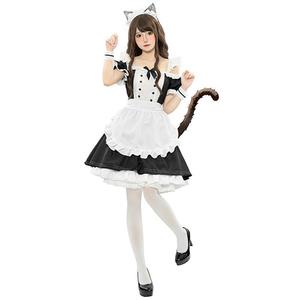 Disfraz de Anime para Mujer, Estilo Lolita, Vestido de Sirvienta con Orejas de Gato en Blanco y Negro, Falda Uniforme, Disfraz de Cosplay para Adultos - Product Image 3