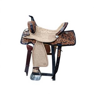 Selle de cheval de course occidentale anglaise de haute qualité en cuir véritable premium, faite à la main, durable, confortable, avec éléments en bois/plastique - Product Image 1