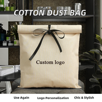 Sac à poussière en coton naturel réutilisable et écologique, portable, avec rabat, pour vêtements, logo personnalisé imprimé, emballage de chaussures et de robes, haute qualité, tendance