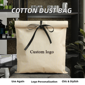 Sac à poussière en coton naturel réutilisable et écologique, portable, avec rabat, pour vêtements, logo personnalisé imprimé, sac d'emballage pour chaussures et robes, enveloppe en lin - Product Image 2
