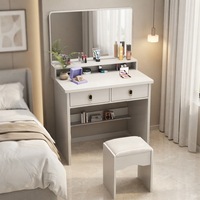 Ensemble coiffeuse MDF avec miroir LED et tiroirs de rangement pour chambre à coucher – Prix de gros
