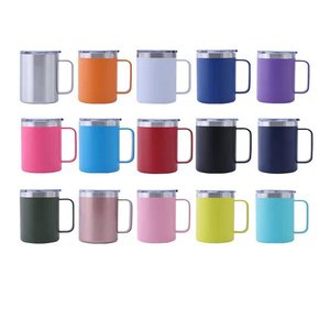 Taza de Café Aislada de Acero Inoxidable con Logotipo Personalizado, Asa y Tapa Transparente - Product Image 1