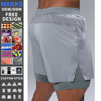 Shorts de sport pour hommes personnalisés avec logo, anti-rides, séchage rapide, compression 2-en-1, pour la gym et l'entraînement