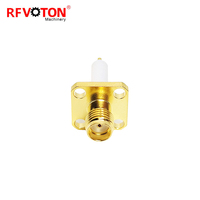 Conector coaxial Rf de montaje en panel de brida de cuatro orificios hembra SMA chapado en oro