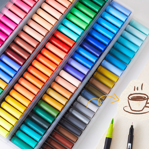Pluma de acuarela de 120 colores al por mayor regalos para niños Juego de pinceles de grafiti pluma de dibujo de doble punta - Product Image 4