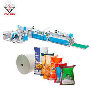 Machine de découpe, couture et remplissage de sacs tissés numériques PEASHINE avec insertion automatique de plastique par PLC pour l'ourlage à re-pliage - Product Image 1