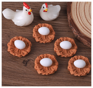 ตุ๊กตาไก่ไก่ไก่เรซินรูปไข่สีขาวสำหรับครอบครัวลายตลกสำหรับบ้านตุ๊กตา - Product Image 4