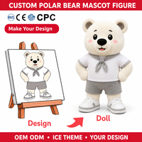 Figurine de mascotte personnalisée en peluche Ours polaire, poupée debout, animal arctique doux, OEM ODM