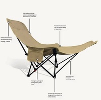 Chaise de camping pliante inclinable portable en tissu Oxford avec pieds de support en acier carbone, chaise de jardin pour la pêche et la plage