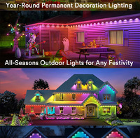 Luces LED RGB Inteligentes de 15M con Pixel Soft Light Permanentes, Resistentes al Agua IP67 para Exteriores, Control por Aplicación, Regulables, Decorativas para Aleros de Casa