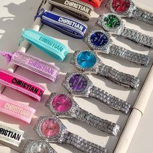 Jam tangan kuarsa pria, arloji unik bergaya Hip-Hop Eropa 2025, bertatahkan berlian Romawi populer baja tahan karat asing - Product Image 2