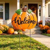 Panneau métallique d'extérieur Citrouille pour la récolte d'automne, décoration de jardin et pelouse, OEM ODM bienvenus