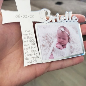 Marco de fotos acrílico personalizable para Celebración de bebé, recuerdo, espejo cortado con láser, primera comunión - Product Image 3