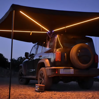 Auvent arrière pour SUV et pick-up avec bande lumineuse LED intégrée, cadre en aluminium, tige de support ronde épaisse de 2040 mm, auvent de voiture imperméable