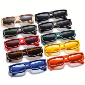 Lunettes de soleil rectangulaires vintage 2025 pour hommes et femmes, protection UV400, monture petite et colorée, lunettes de soleil carrées pour hommes et femmes - Product Image 5