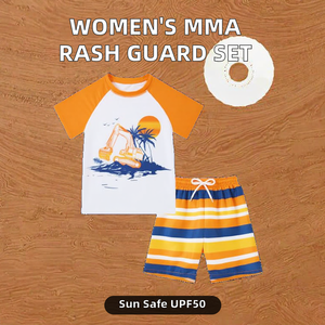 Children's <b>Boys</b> Sublimation MMA BJJ Compression Long Sleeve Rash Guard Yoga Set Breathable Quick Dry UPF50+ Eco-Friendly T-Shirt - Product Image 2