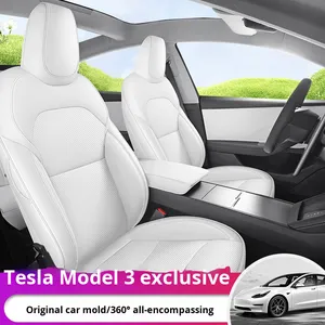 Funda y Cojín <span class=keywords><strong>de</strong></span> Asiento <span class=keywords><strong>de</strong></span> Coche <span class=keywords><strong>de</strong></span> Cuero Completo <span class=keywords><strong>para</strong></span> Todas las Estaciones, Diseño Especial <span class=keywords><strong>para</strong></span> Tesla Model 3 OLIVER, Cobertura Total - Product Image 3