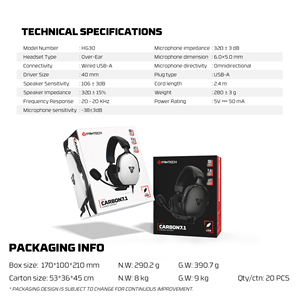 <span class=keywords><strong>Fantech</strong></span> ชุดหูฟังสำหรับเล่นเกม USB แบบมีสาย HG30พร้อมไมค์ชุดหูฟังลดเสียงรบกวนไมโครโฟนรอบทิศทางสำหรับเกมเมอร์พีซี - Product Image 3