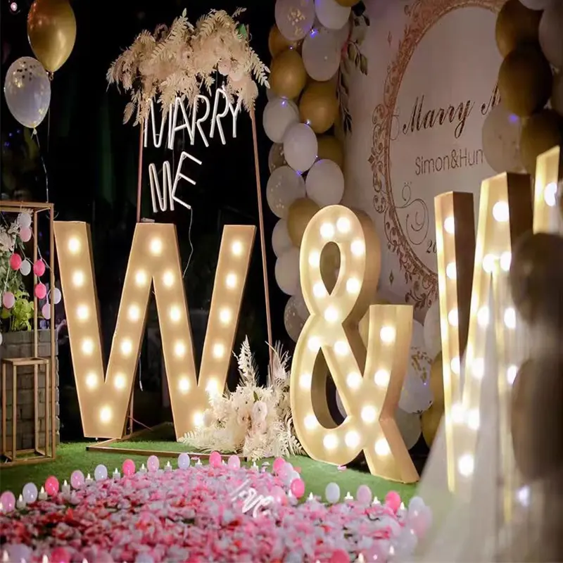 Wedding Decor Marry Me Large Lights 3ft 4ft Alphabet Giant Led Light Up Led Neon Marquee Numbers