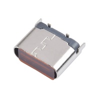 Connecteur femelle USB Type-C 2 broches, 3.0A, 100V AC, longueur 6,5 mm, montage vertical SMD