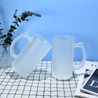 Mug à bière en verre givré transparent de 16 oz pour sublimation, avec poignée